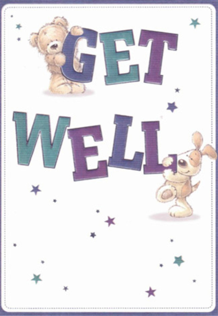 This uplifting get well card invites a sense of joyful reassurance, perfectly echoing the welcoming spirit found along the tree-lined streets of Battersea. The artwork's focal point features a plush, lovable bear poised on the lettered word 'GET,' its softly shaded fur reminiscent of freshly picked blooms, while a lively pup-its floppy ears rendered with a velvety touch-leans in fondly on the 'WELL.' Their gentle, expressive faces convey warmth and hope, weaving together the same care and intention that goes into crafting a get well arrangement at a local Battersea florist. Sparkling above and around them, stellar bursts in shades of plum, turquoise, and indigo dance like confetti, each one a visual metaphor for the positivity that floats through the neighbourhood's weekend markets and riverside gatherings. The bold, vibrant letters, shaded in purples and teals, radiate confidence and cheer, standing out against the elegant white background just as well-chosen flowers do in a bespoke bouquet. Every illustrated detail-from the soft fur textures to the playful scattering of stars-adds a tactile sensibility, inviting comfort and gentle optimism. The overall composition resonates with the familiar care of Battersea Flowers, embodying the neighbourly kindness and thoughtful craftsmanship the area is known for. Sharing this card, paired with a fresh delivery, is a heartfelt way to wish friends and loved ones in Battersea a speedy recovery and renewed joy.